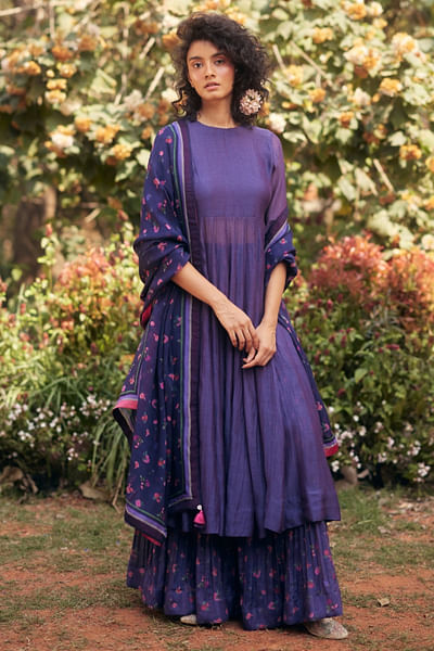 Grape jelly floral printed anarkali skirt set