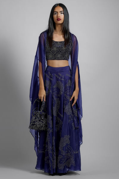 Purple bead embellished blouse