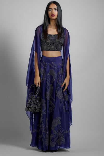 Purple bead embellished skirt