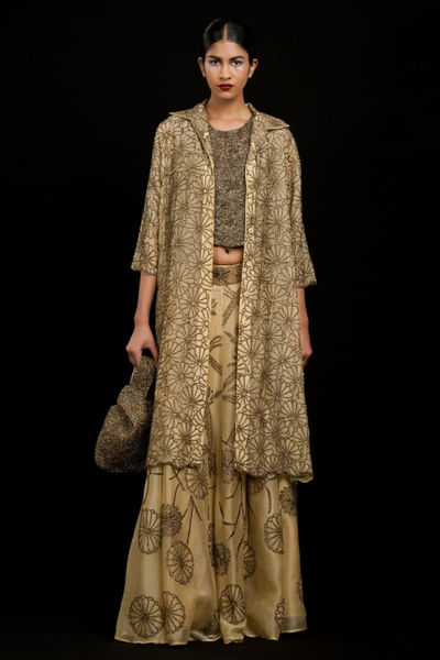 Topaz floral bead embellished skirt