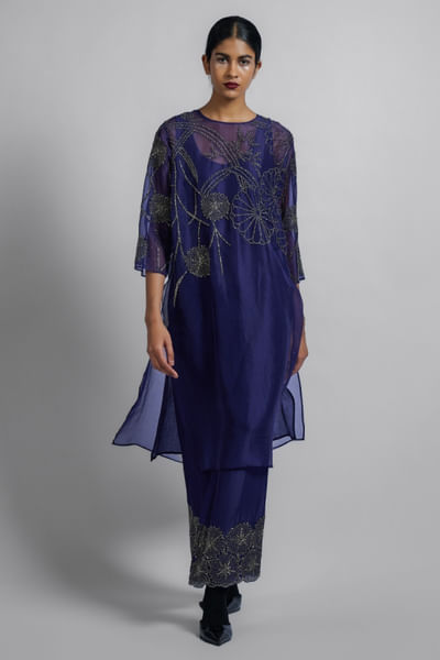 Purple bead embellished pants