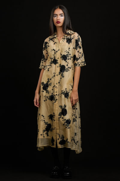 Topaz floral thread embroidered dress