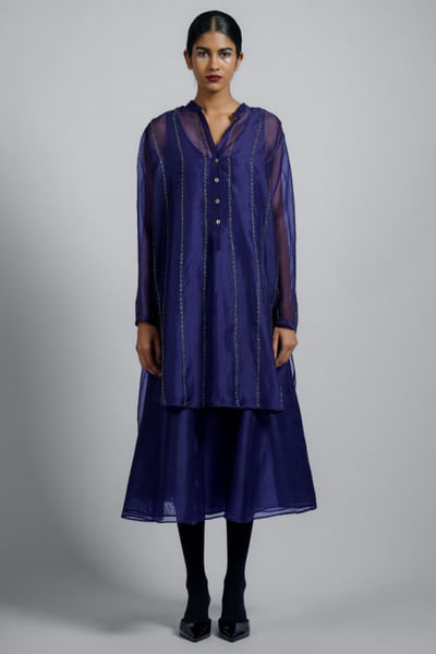 Purple silk organza skirt