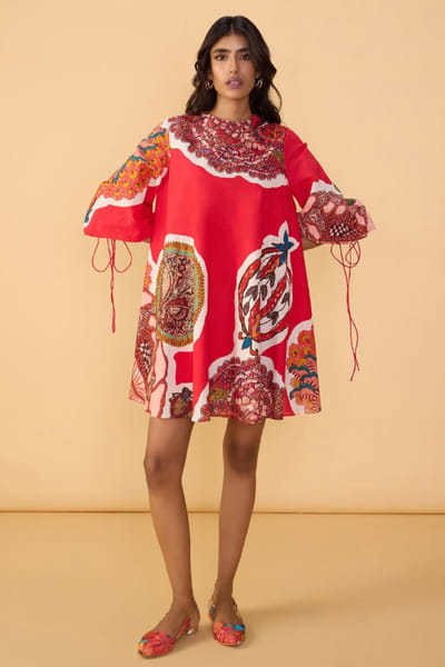 Red abstract printed dress
