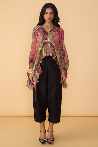 Multicolour floral printed top and pants