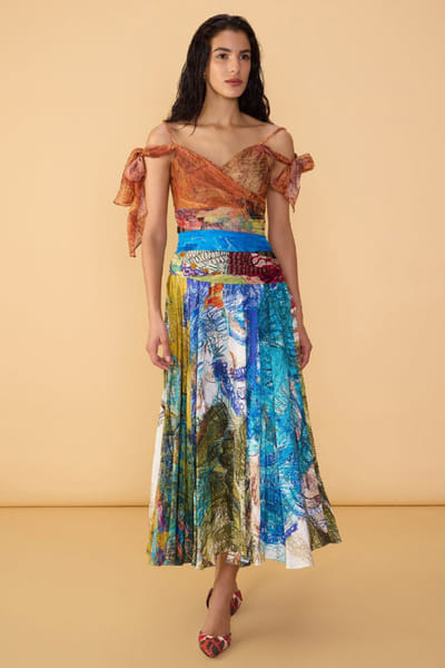 Multicolour print maxi dress