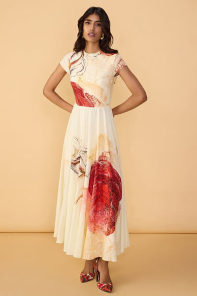 Multicolour abstract print dress