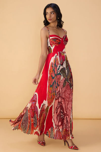 Raspberry red printed dress