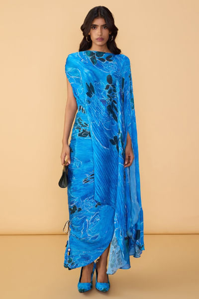 Blue printed kaftan dress