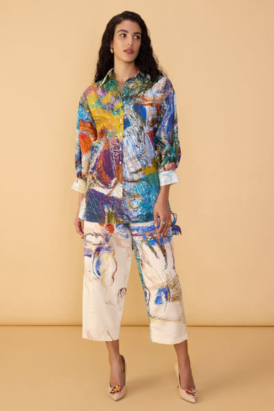Multicolour printed shirt and pants