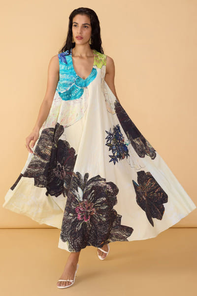 Multicolour printed floral dress