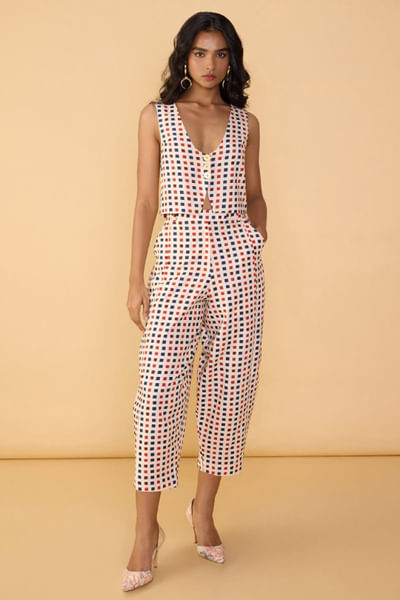 Multicolour checkered printed co-ords