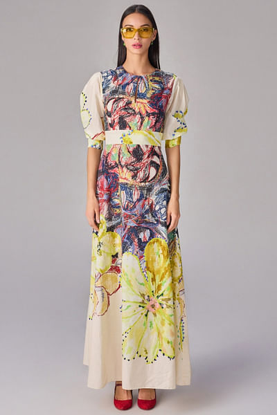 Multicolour floral printed dress