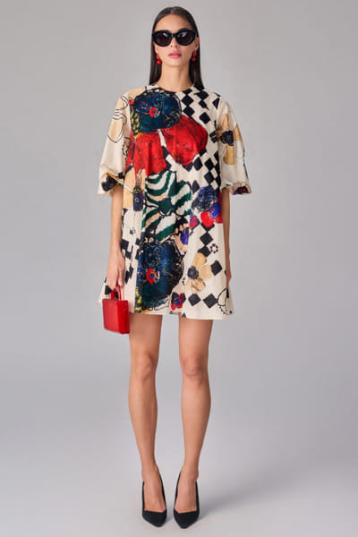 Multicolour floral printed shift dress