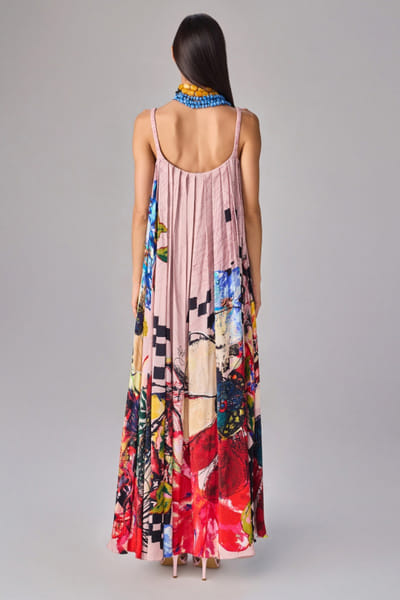 Saaksha & Kinni Light pink abstract printed dress SAAMAR25D221824