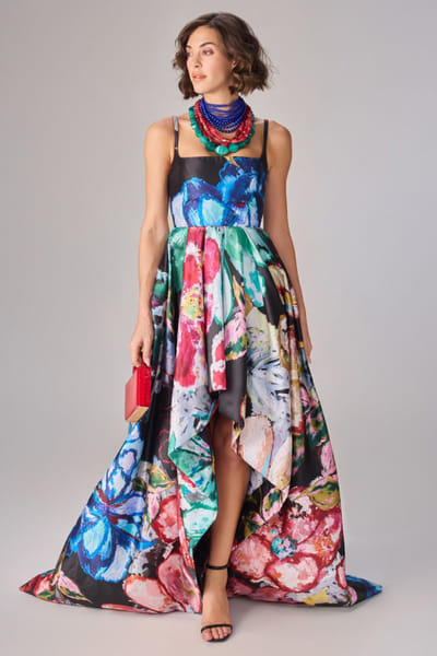 Multicolour floral printed gown
