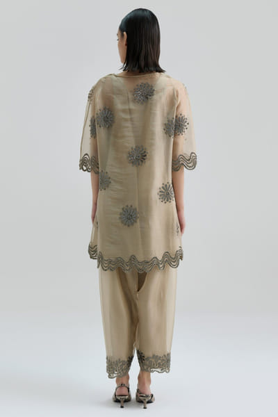Peachoo Light beige bead hand embroidered tunic PEACMAY26D143839