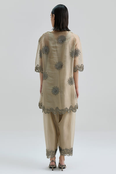 Peachoo Light beige bead hand embroidered salwar PEACMAY26D143840