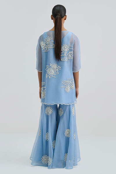 Peachoo Blue bead hand embroidered sharara PEACAUG26D553179
