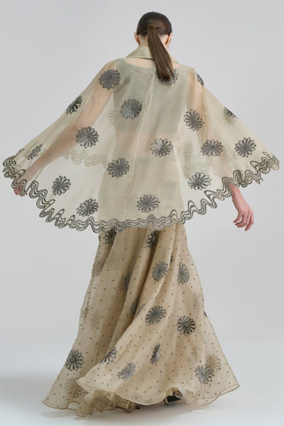 Peachoo Light beige bead hand embroidered skirt PEACMAY26D143843