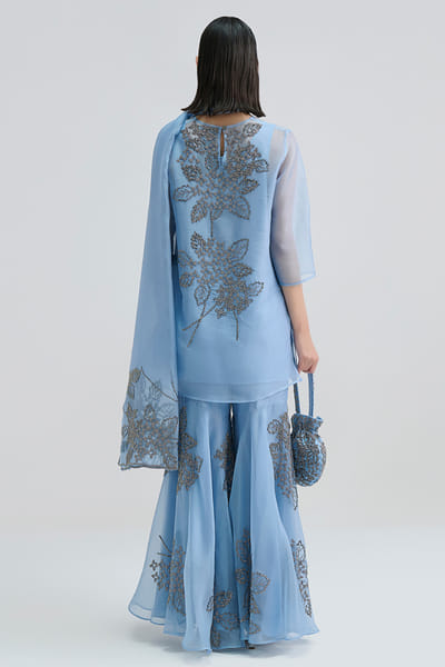 Peachoo Blue bead hand embroidered tunic PEACAUG26D553170