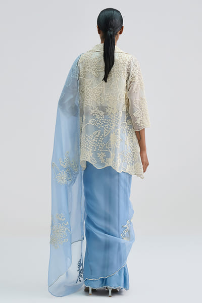 Peachoo Ecru bead hand embroidered jacket PEACAUG26D553173