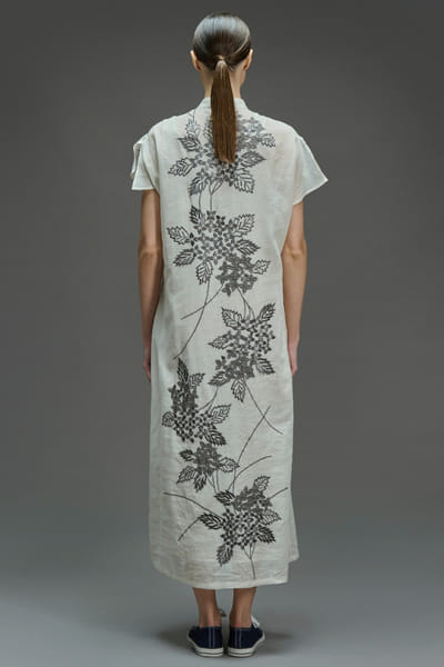 Peachoo Ecru stitched cutwork dress PEACAUG26D350998