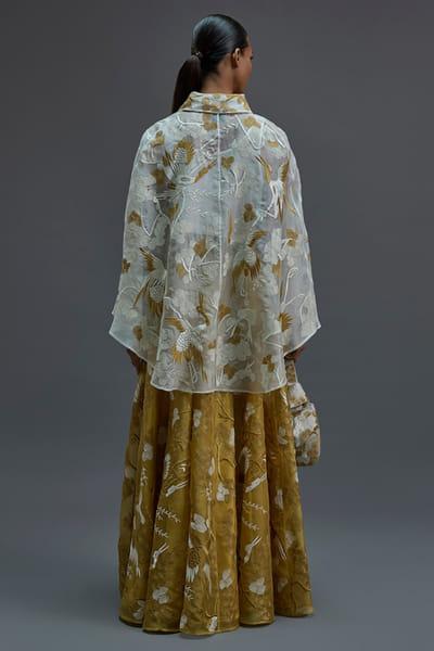 Peachoo Saffron bird motif skirt PEACAUG26D350990