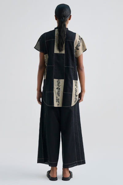 Peachoo Black contrast patchwork top PEACJUL26D250964