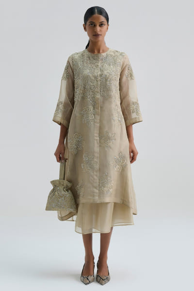 Peachoo Light beige silk organza skirt PEACMAY26D143847