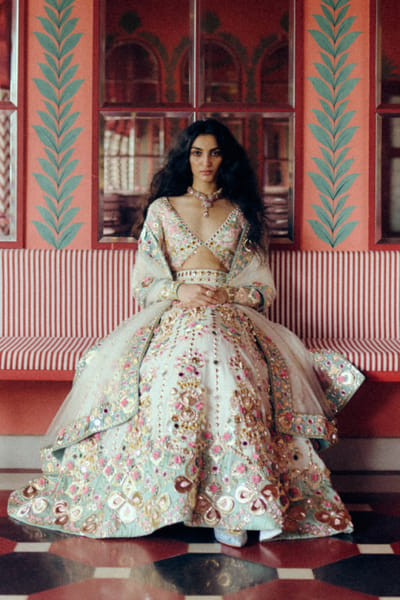 Papa Don't Preach Ivory hand embroidered lehenga set PAPAJUL26D149393