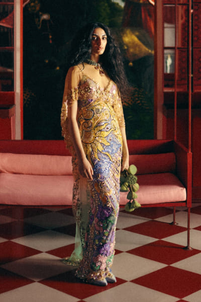 Papa Don't Preach Multicoloured hand embroidered gown PAPAJUL26D149398