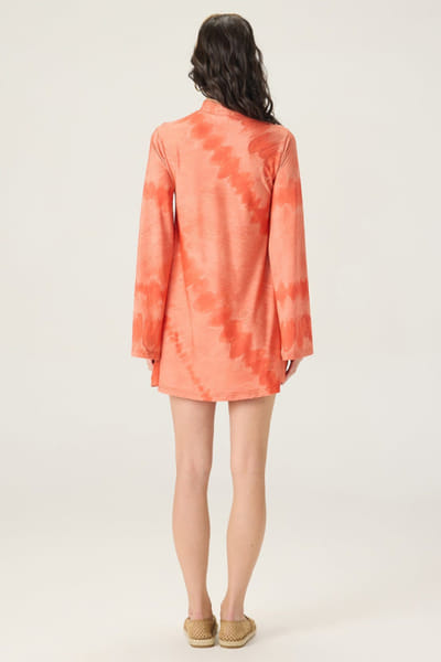 Saaksha & Kinni Orange printed bell-sleeved short dress SAAKAUG26D252503