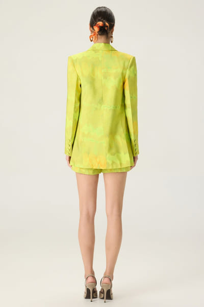 Saaksha & Kinni Lime green printed blazer set SAAKAUG26D252515