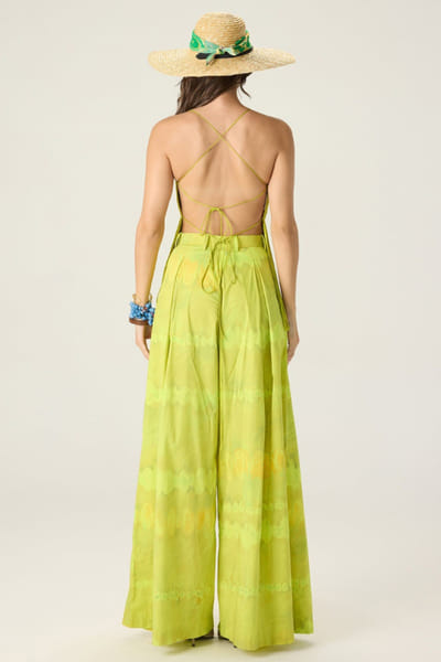 Saaksha & Kinni Lime green printed tasseled co-ord set SAAKAUG26D252496