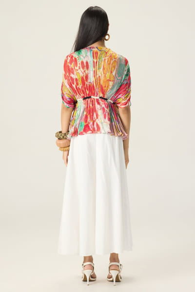 Saaksha & Kinni Multicolour printed appliqued maxi skirt set SAAKAUG26D252505