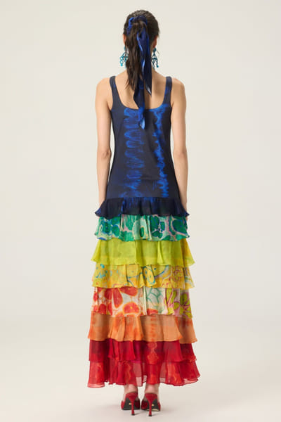 Saaksha & Kinni Multicolour printed tiered maxi dress SAAKAUG26D151955