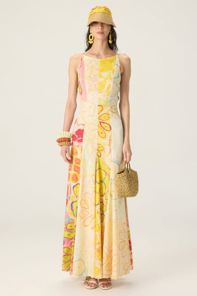 Saaksha & Kinni Multicolour floral print maxi dress SAAKAUG26D252494