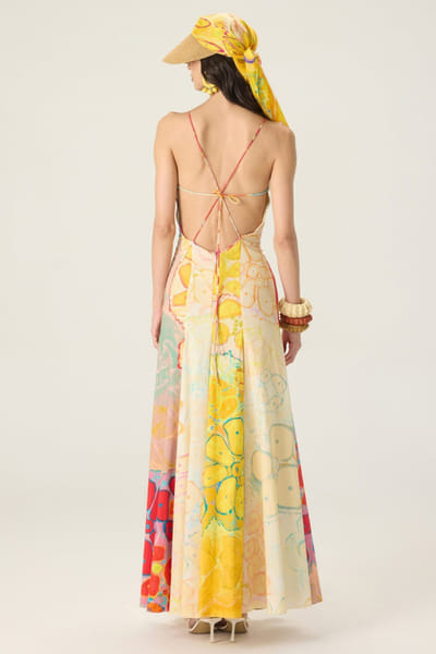 Saaksha & Kinni Multicolour floral print maxi dress SAAKAUG26D252494