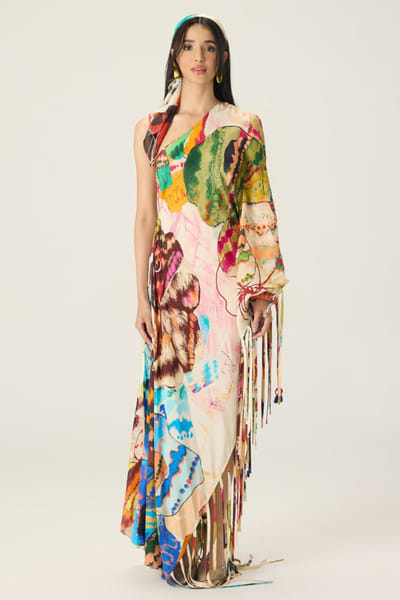Saaksha & Kinni Multicolour abstract floral print kaftan SAAKAUG26D151973