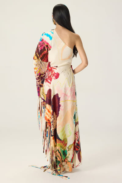 Saaksha & Kinni Multicolour abstract floral print kaftan SAAKAUG26D151973