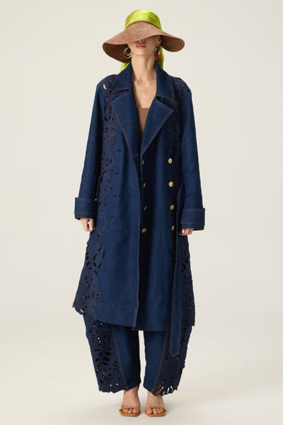 Saaksha & Kinni Blue floral and applique embroidered coat set SAAKAUG26D151964