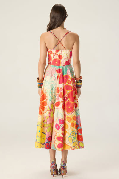 Saaksha & Kinni Multicolour floral print flared dress SAAKAUG26D151968