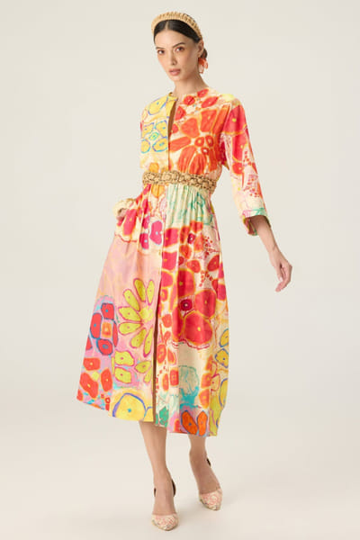 Saaksha & Kinni Multicolour floral print midi dress SAAKAUG26D151978