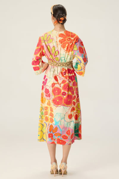 Saaksha & Kinni Multicolour floral print midi dress SAAKAUG26D151978