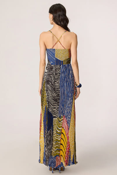 Saaksha & Kinni Multicolour stripe printed maxi dress SAAKJUL26D148600