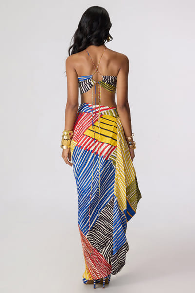 Saaksha & Kinni Multicolour abstract stripe printed bralette SAAKAUG26D253726