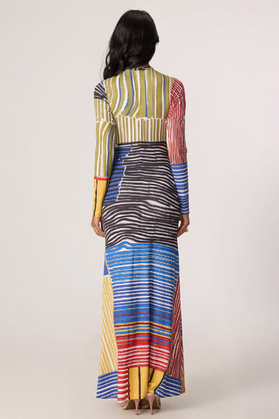 Saaksha & Kinni Multicolour abstract printed maxi dress SAAKJUL26D148579