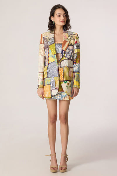 Saaksha & Kinni Multicolor abstract printed blazer SAAKJUL26D349200