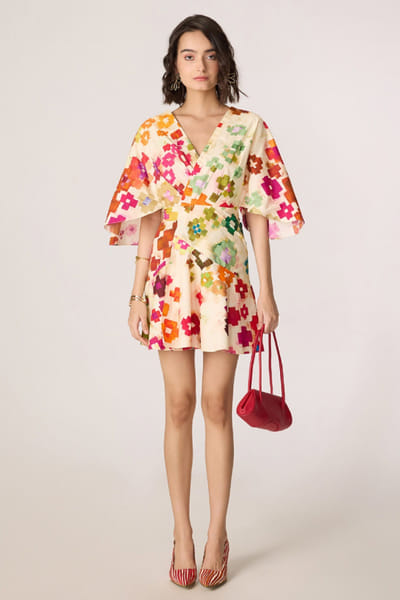 Saaksha & Kinni Multicolor ikat printed mini dress SAAKJUL26D349205